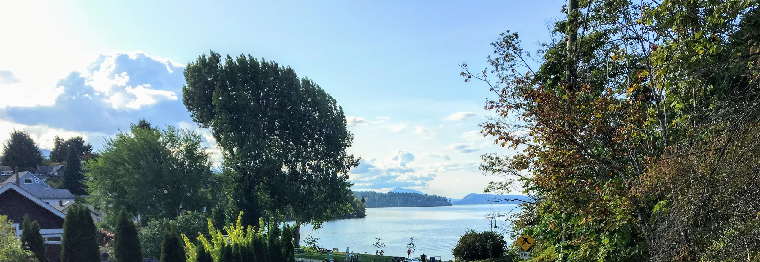 Esplanade Street overlooking Kinsmen Beach Park in Chemainus, BC