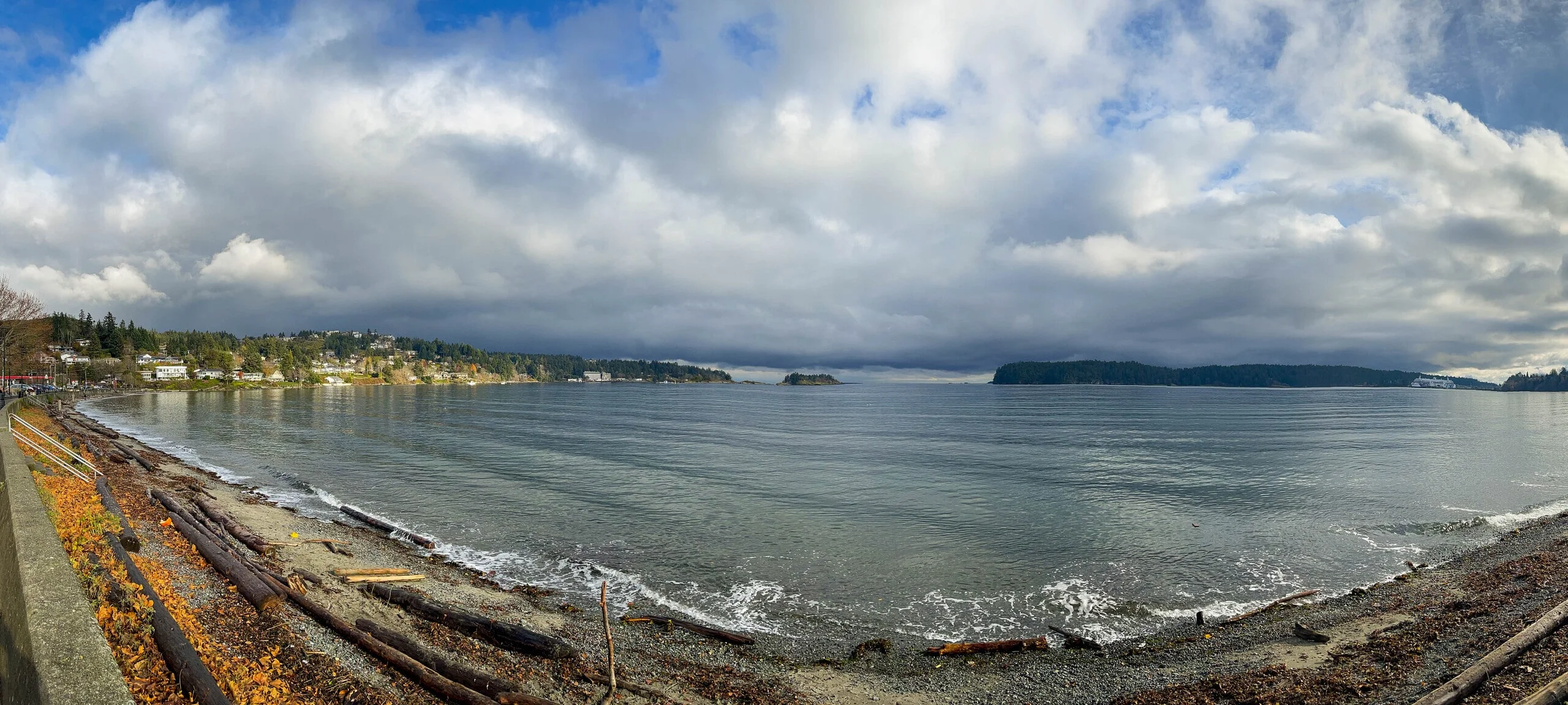 Sun and cloud over the beach in Departure Bay, Nanaimo