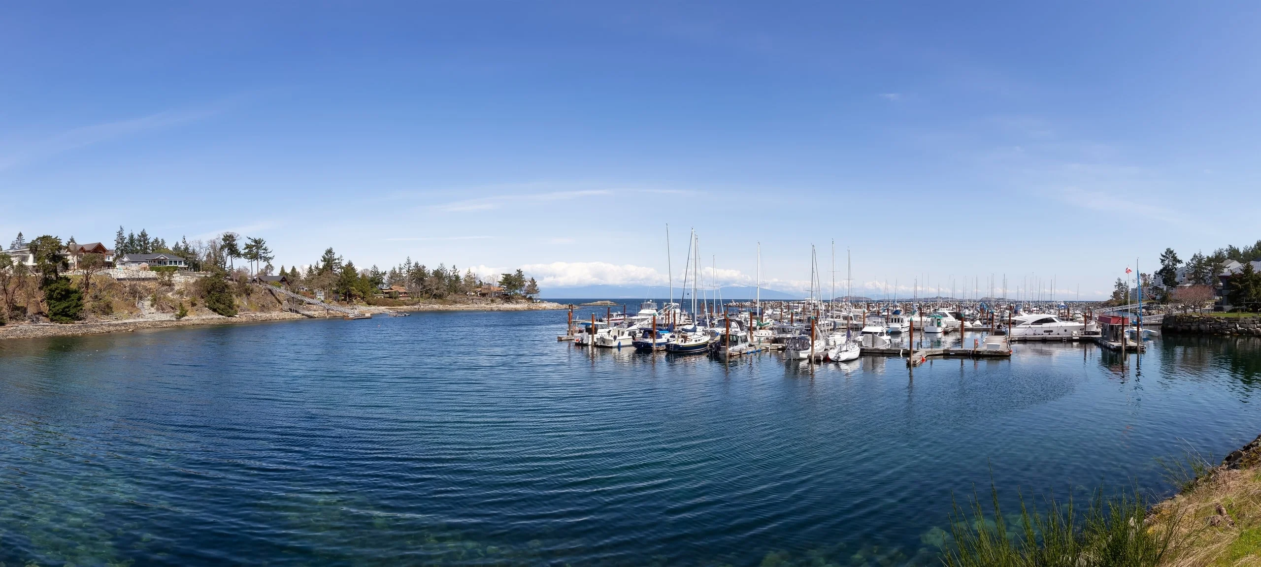 Fairwinds Marina and waterfront properties from Dolphin Drive, Nanoose Bay