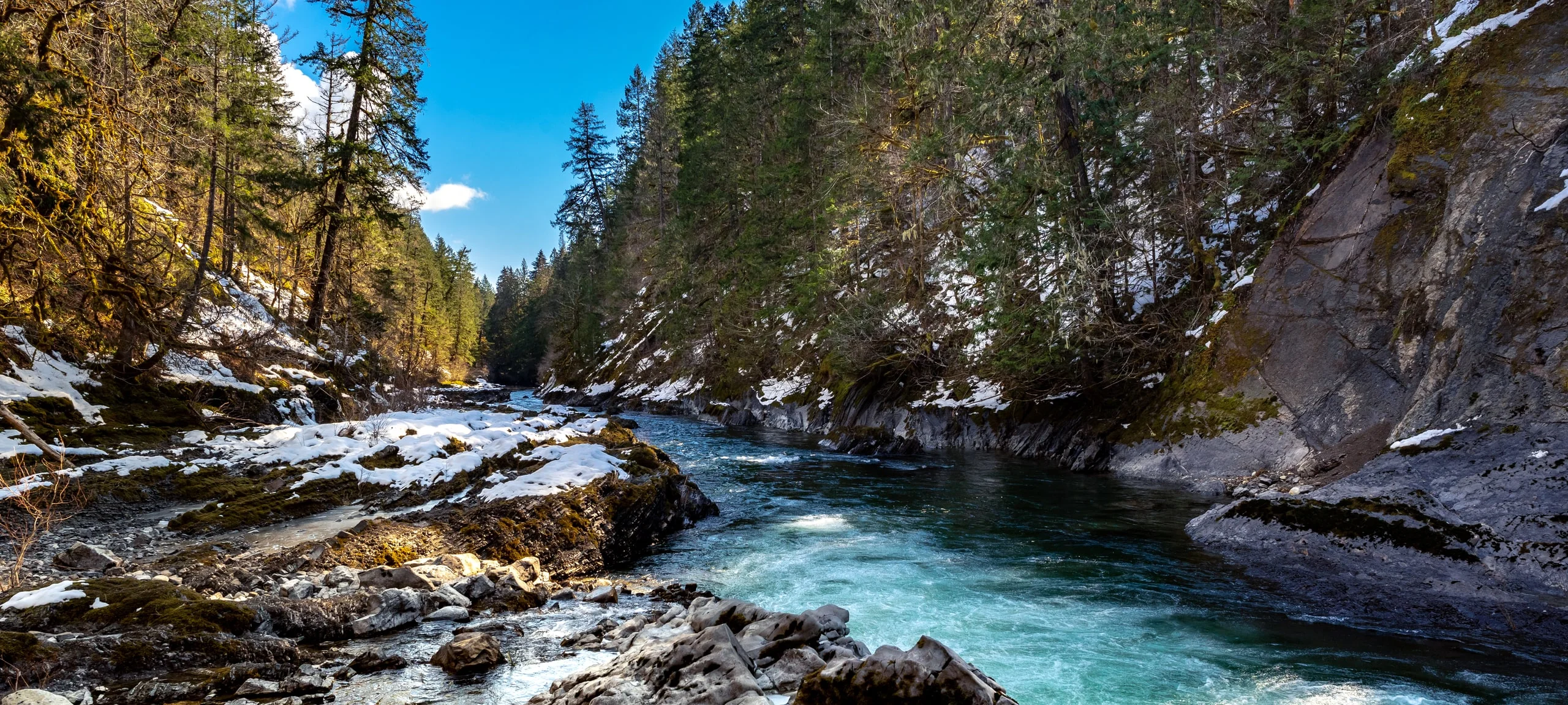 Cowichan River rapids during winter, east of the town of Lake Cowichan