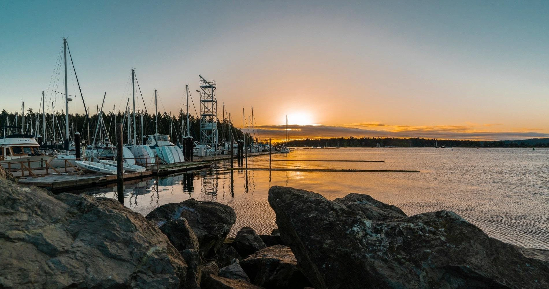 Nanaimo harbour at sunset, near Brechin Hill neighbourhood