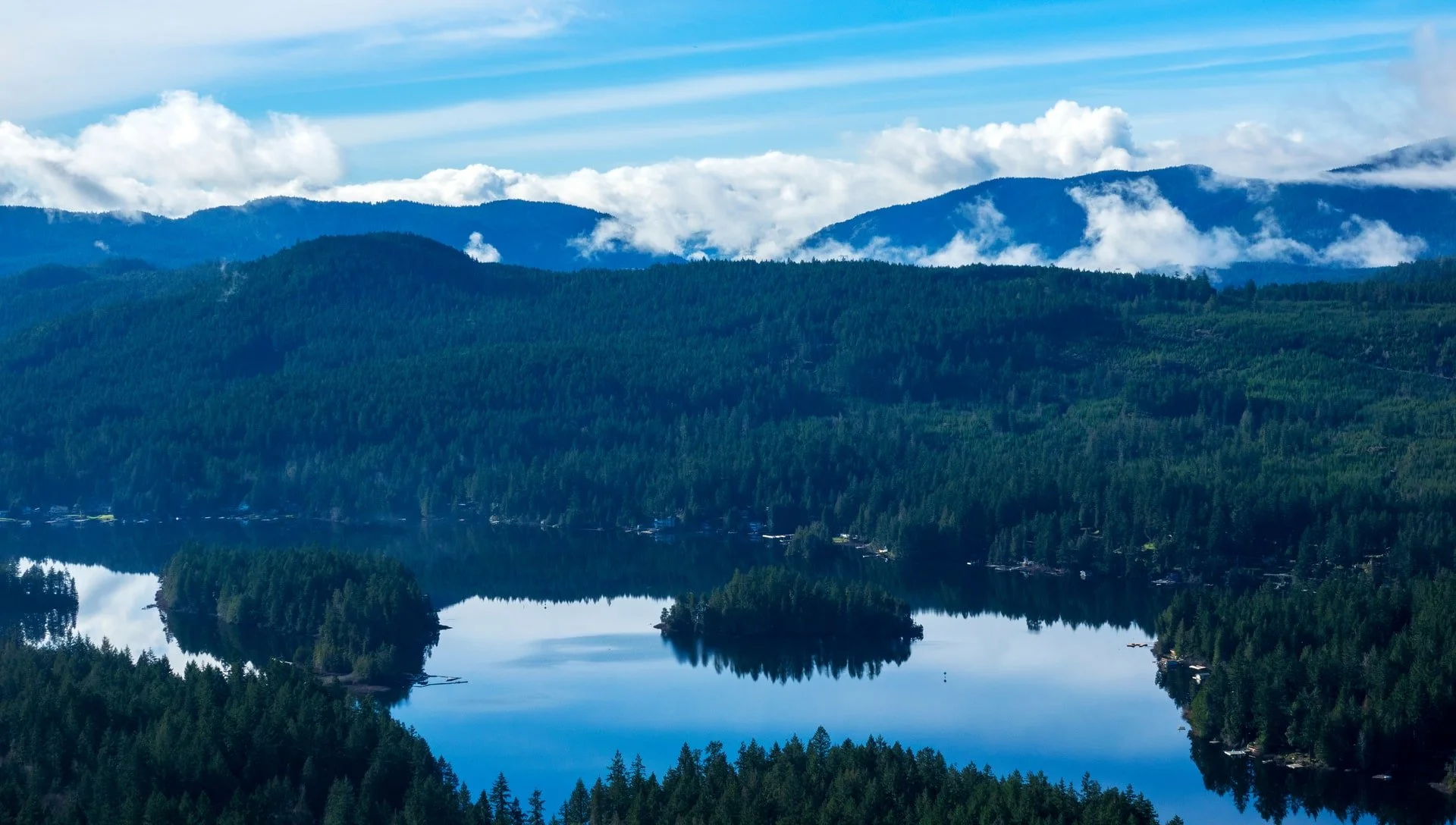 Aerial view of Shawnigan Lake, BC