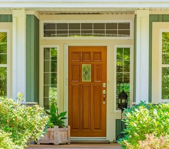 Front door f beautiful green cottage home