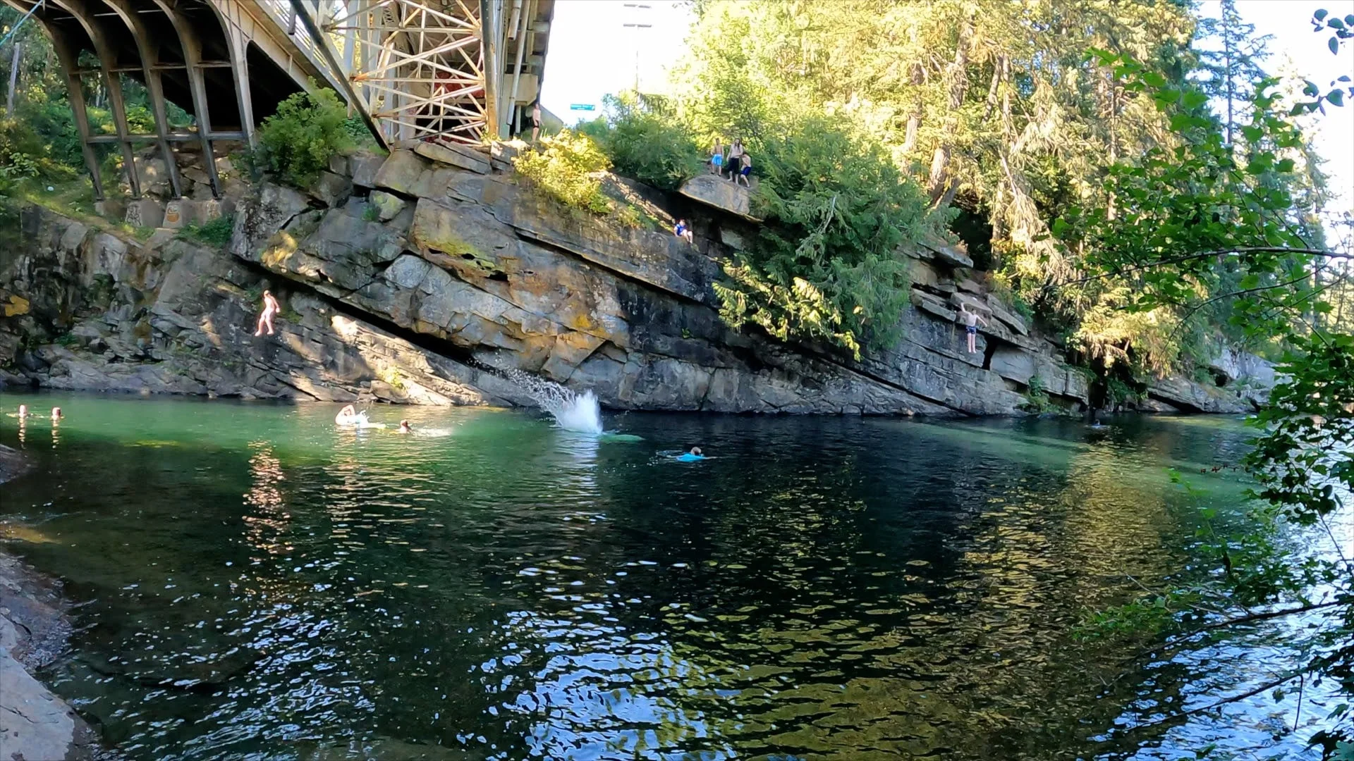 People jumping into the river near Cedar, BC