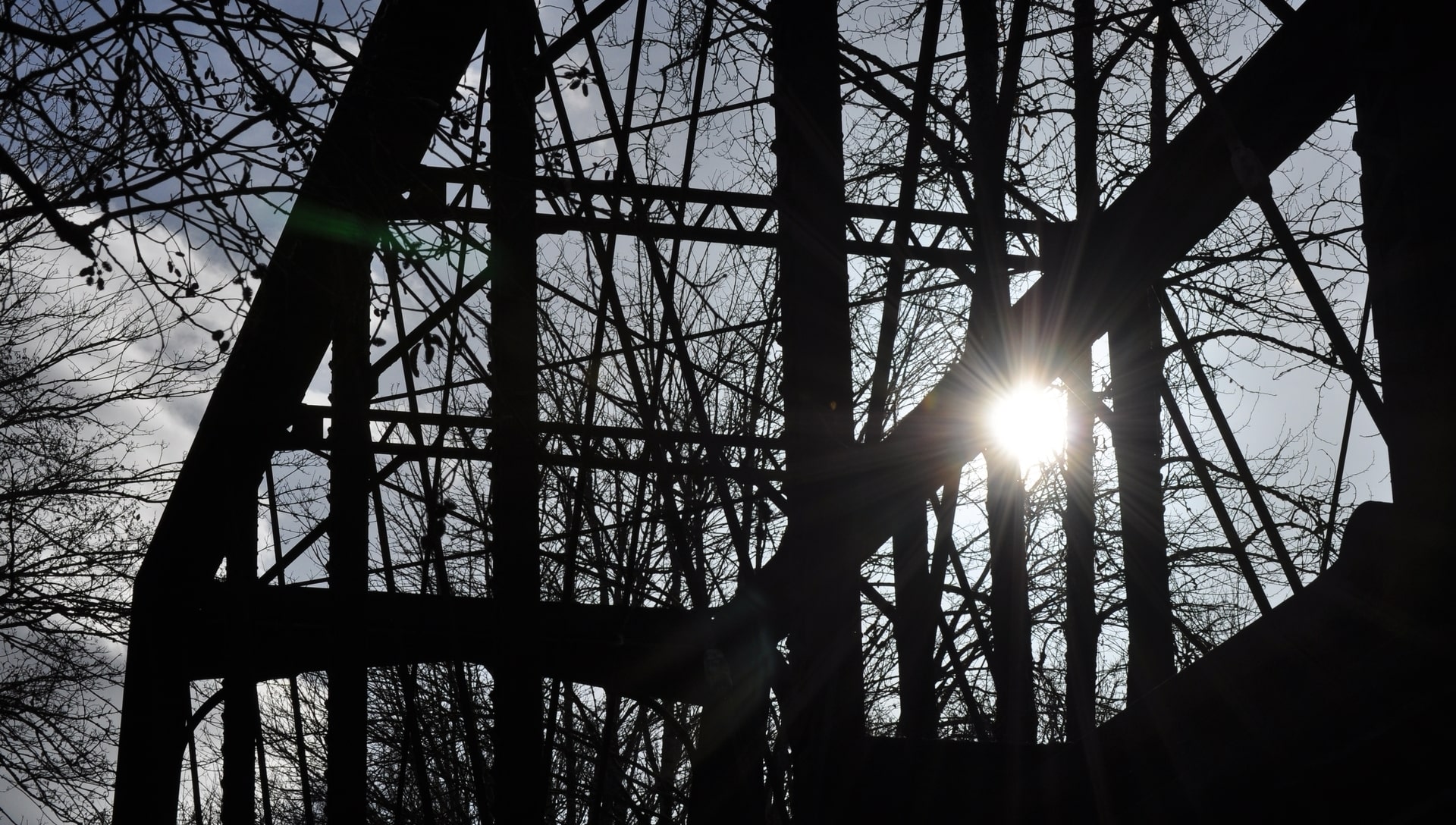 Sun breaking through Chemainus bridge