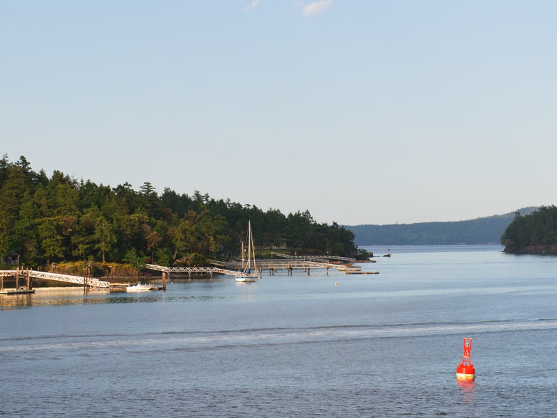 Boats on the water in the Gulf Islands' narrows