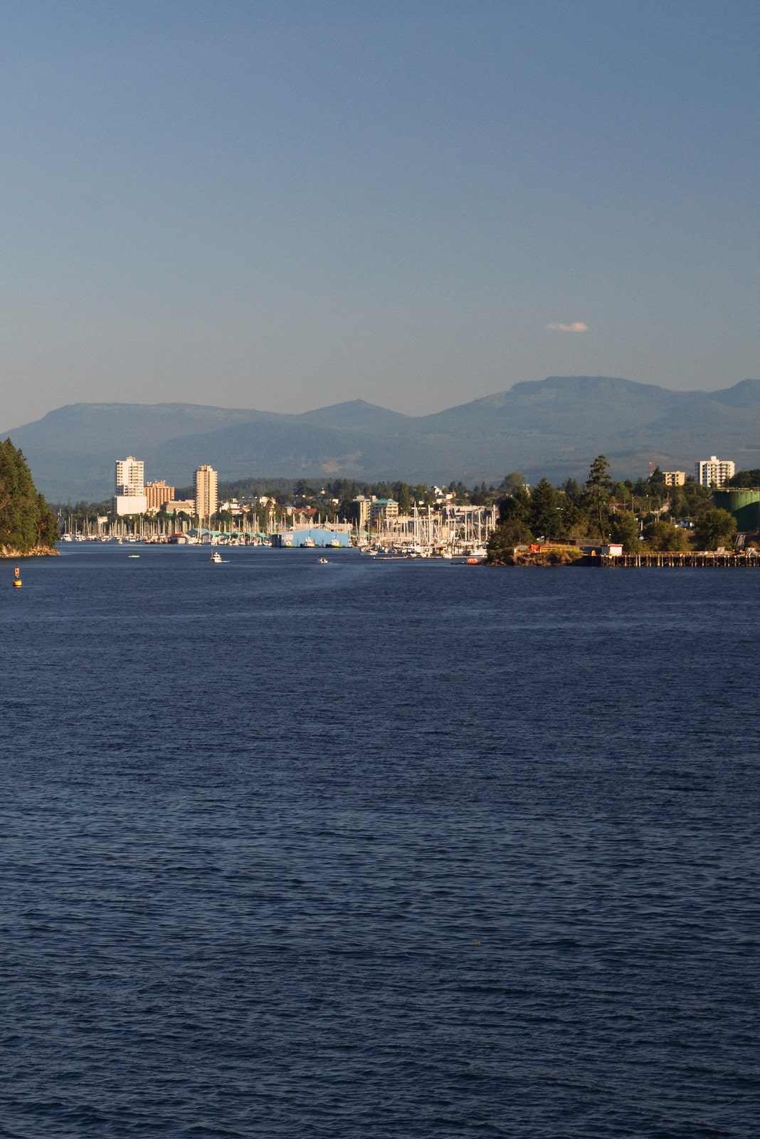 View of downtown Nanaimo and Departure Bay from incoming ferry