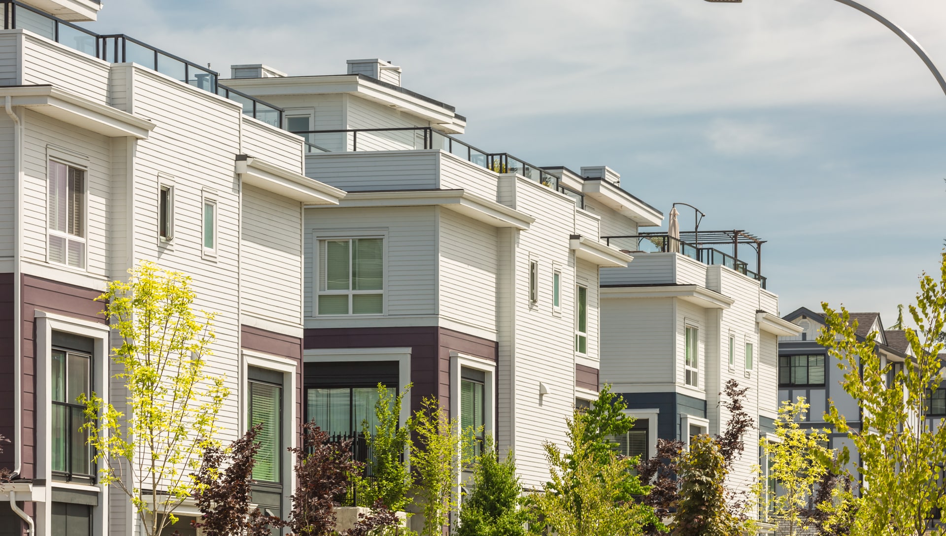 Exterior of new construction, modern apartment buildings