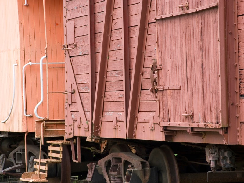 Historic train cars in Lake Cowichan, BC