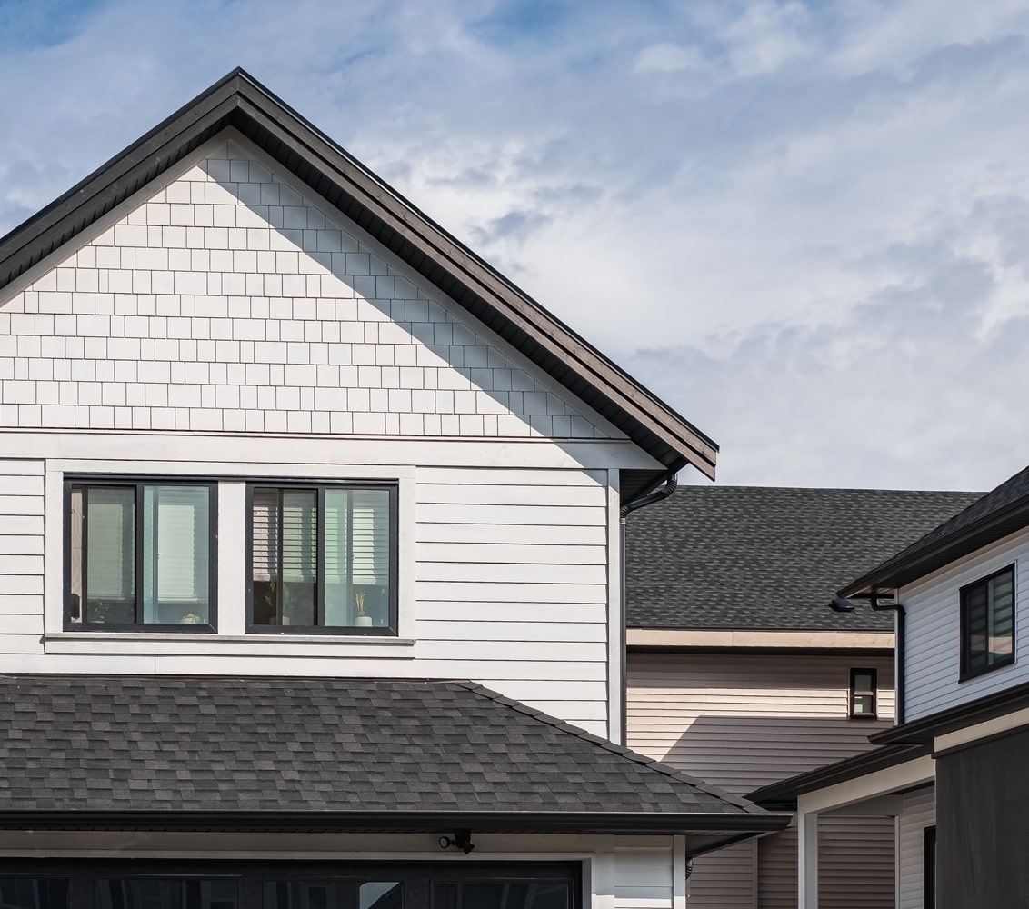 Exterior of modern duplex home