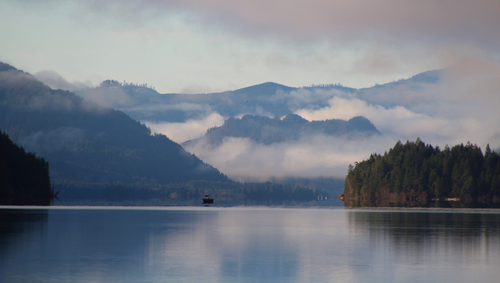 Foggy morning on Cowichan Lake