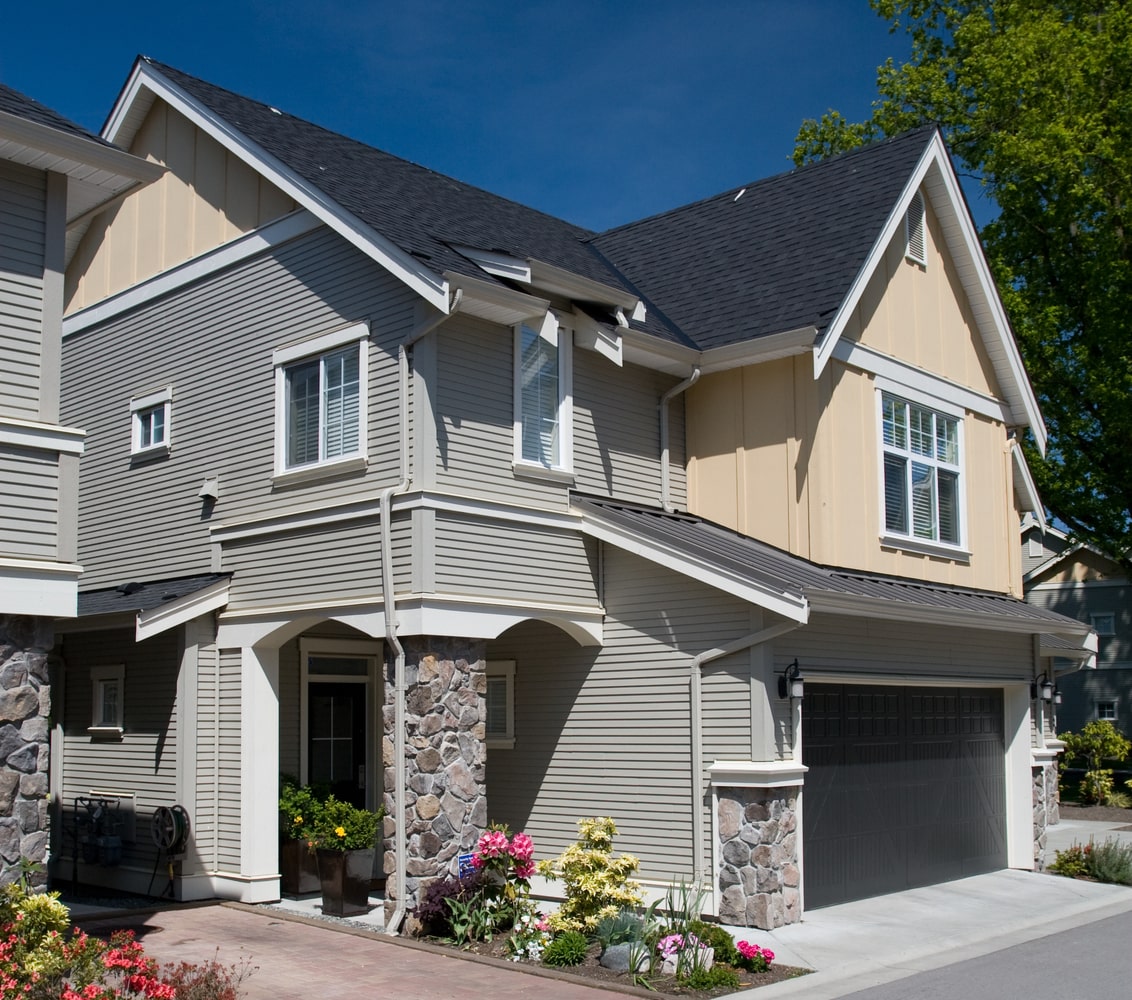 Exterior of modern duplex home