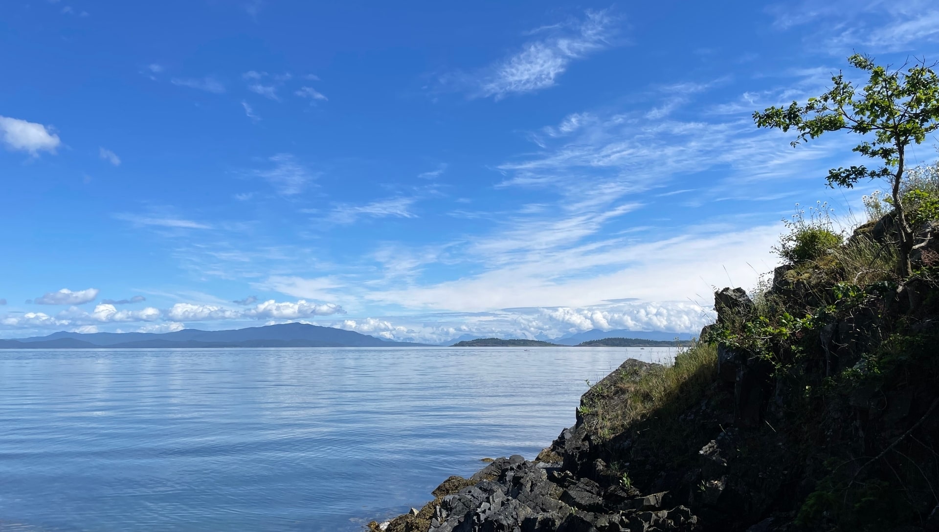 Rocky outcrop overlooking ocean in Nanoose Bay, BC